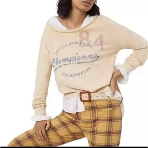 Anthropologie Maeve sweatshirt small yellow cotton graphic‎ Highland Park